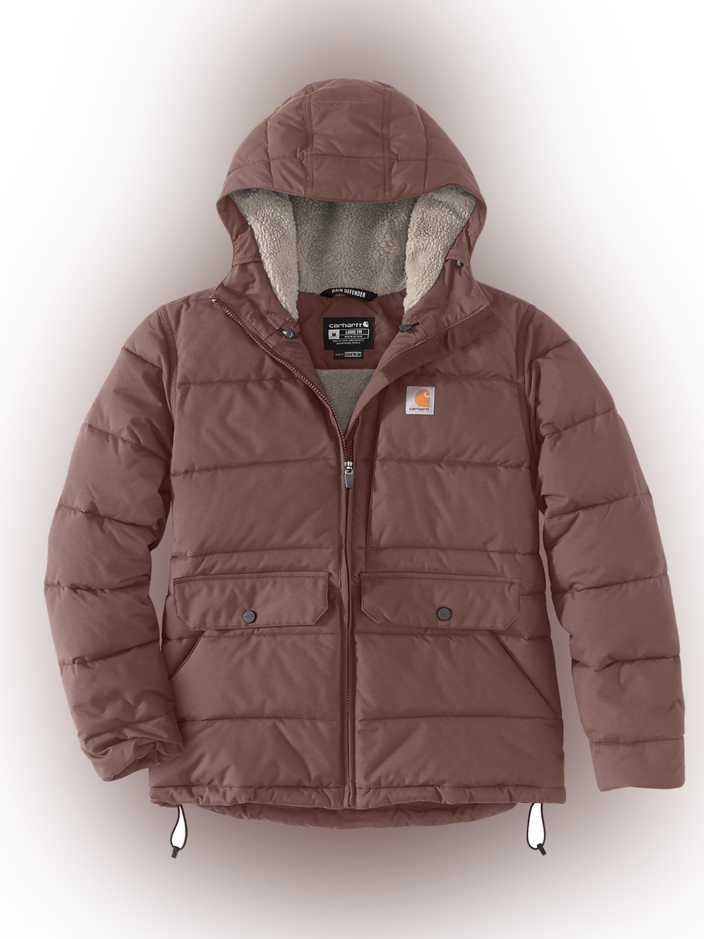 Carhartt Rain Defender Insulated Jacket Women’s Medium Nutmeg Sherpa Hood - Picture 5 of 16